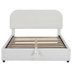 Walker Edison | Teddy Full Size Upholstered Platform Bed with Hydraulic Storage