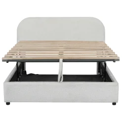 Walker Edison | Teddy Full Size Upholstered Platform Bed with Hydraulic Storage