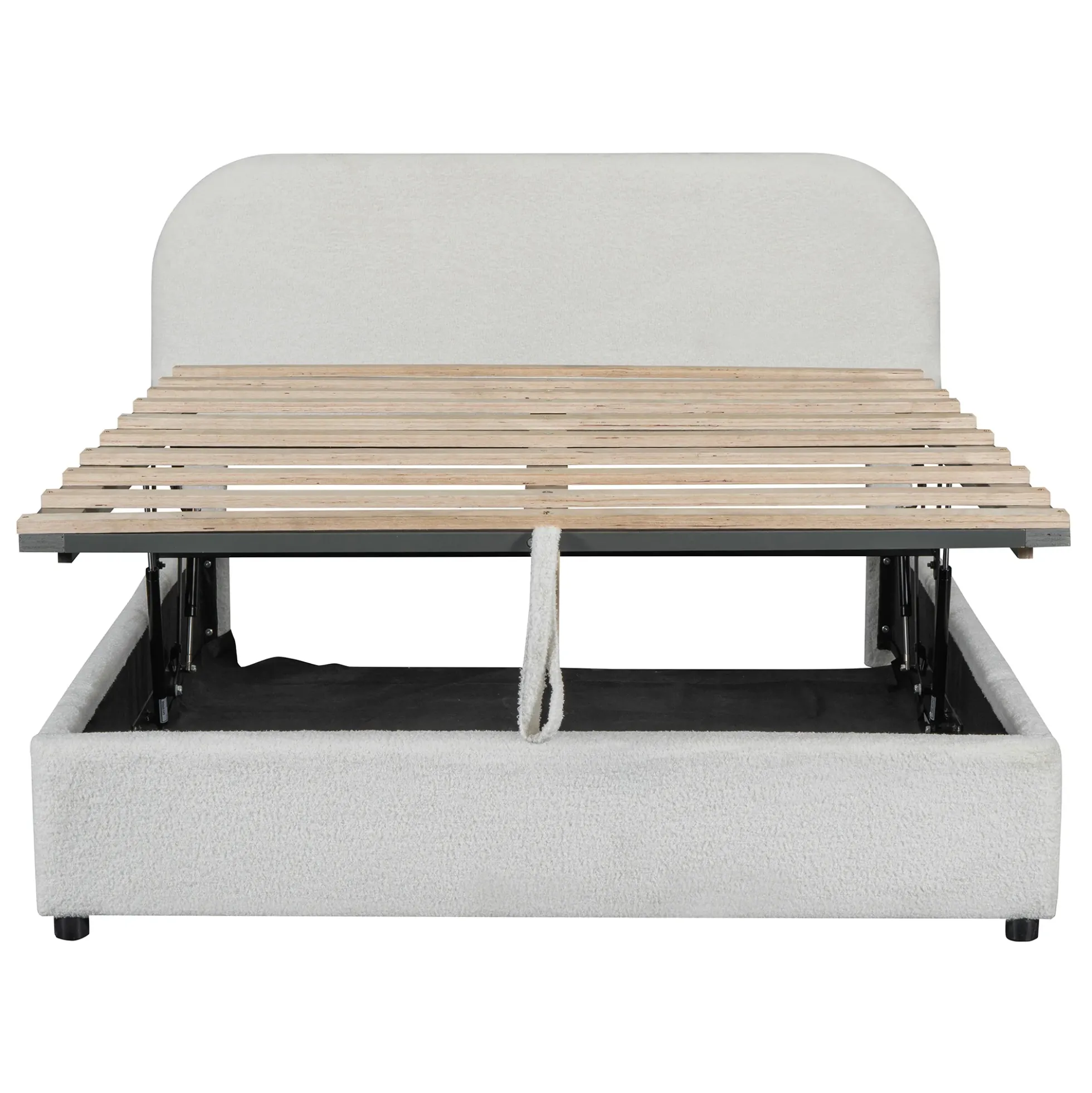 Walker Edison | Teddy Full Size Upholstered Platform Bed with Hydraulic Storage