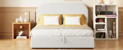 Walker Edison | Teddy Full Size Upholstered Platform Bed with Hydraulic Storage
