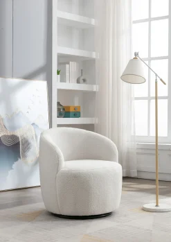 Walker Edison | Teddy Swivel Barrel Accent Armchair Chair