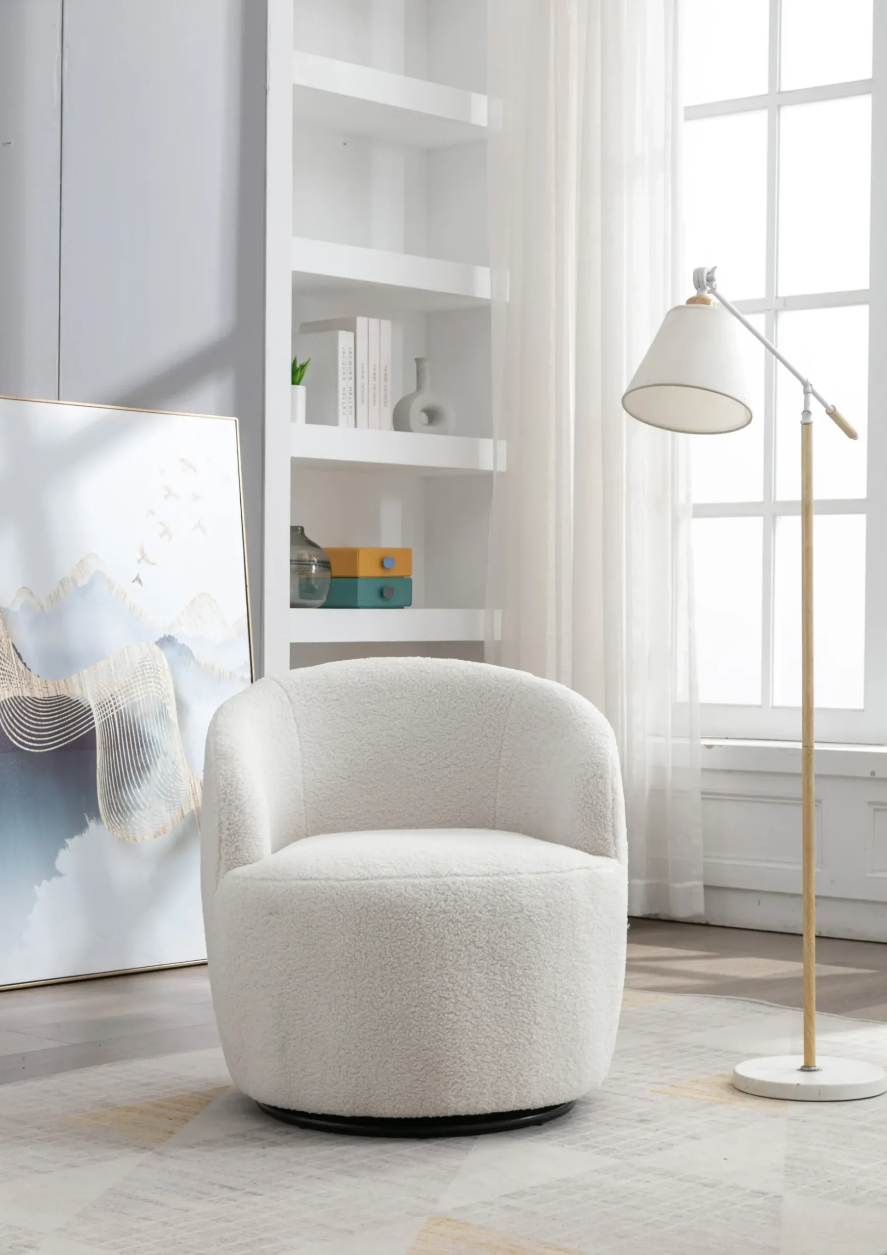 Walker Edison | Teddy Swivel Barrel Accent Armchair Chair