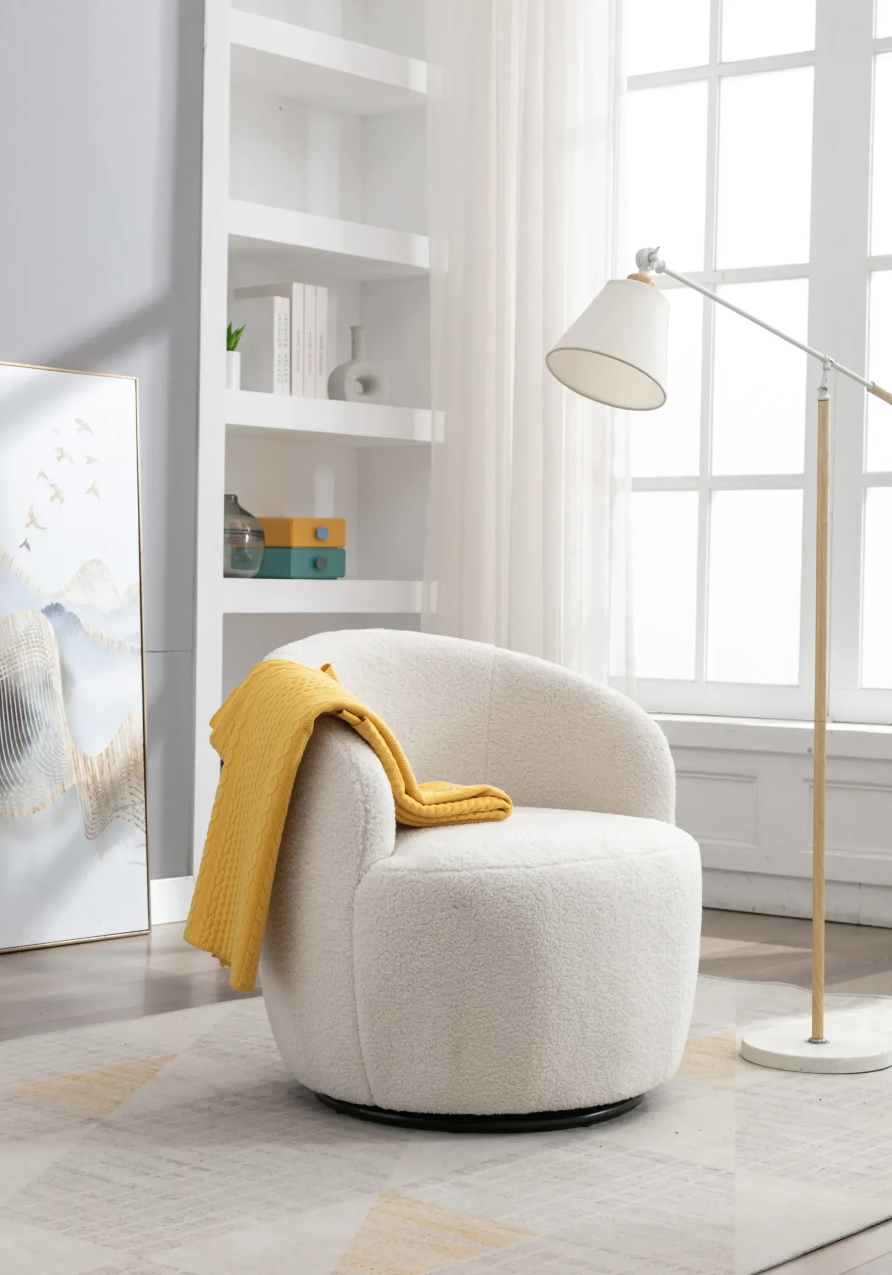 Walker Edison | Teddy Swivel Barrel Accent Armchair Chair