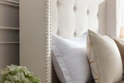 Walker Edison | Traditional Peyton Upholstered 54" High Headboard King Bed