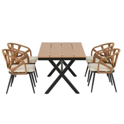 Walker Edison | U Style Contemporary Outdoor Dining Table and Chairs Set