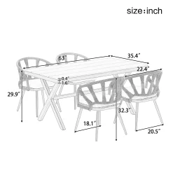 Walker Edison | U Style Contemporary Outdoor Dining Table and Chairs Set