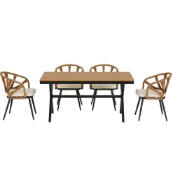 Walker Edison | U Style Contemporary Outdoor Dining Table and Chairs Set
