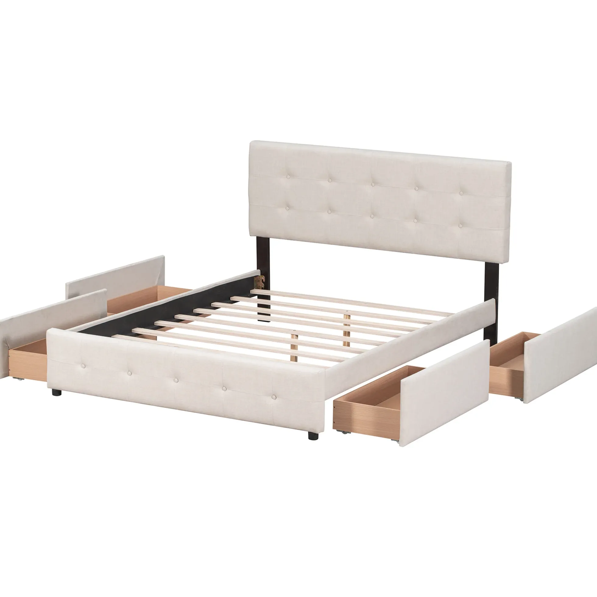 Walker Edison | Upholstered Queen Platform Bed with Storage