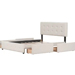 Walker Edison | Upholstered Queen Platform Bed with Storage