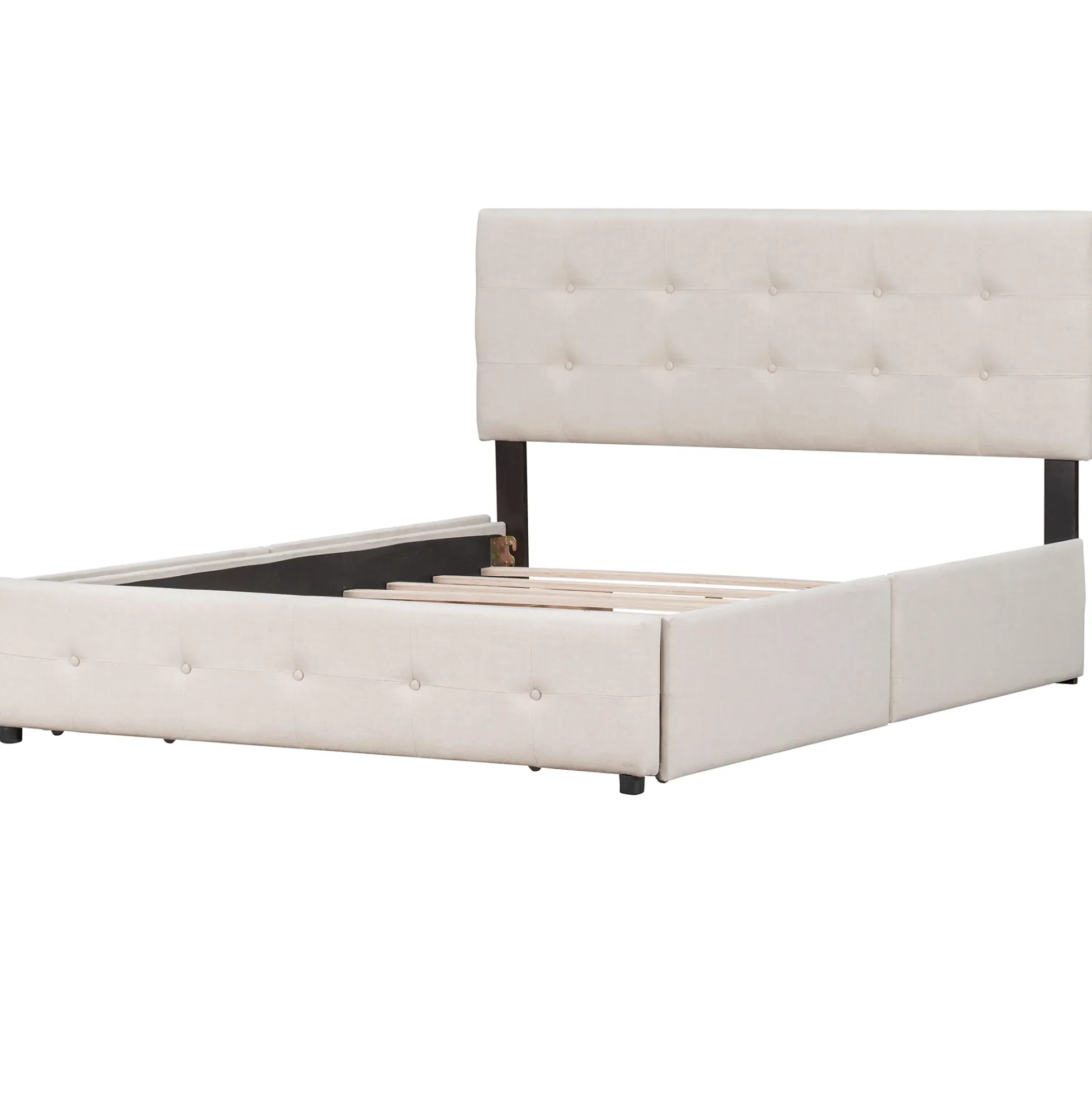 Walker Edison | Upholstered Queen Platform Bed with Storage
