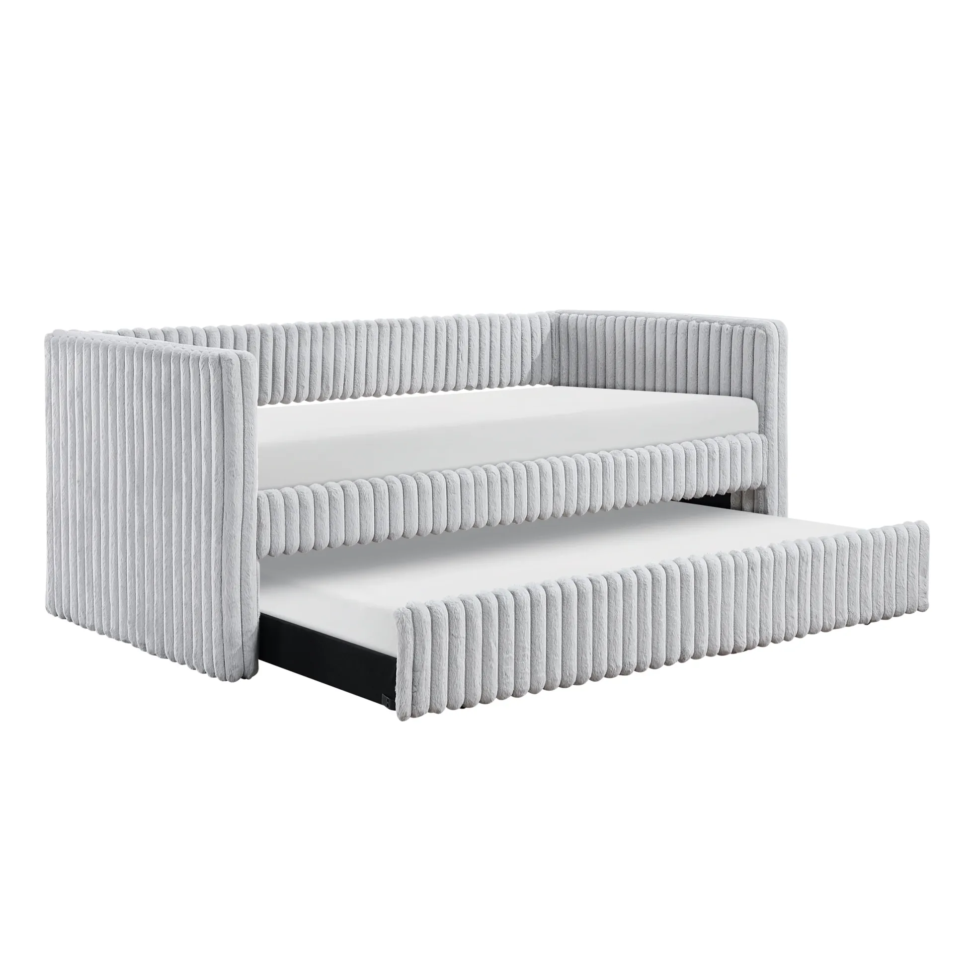 Walker Edison | Upholstered Corduroy Daybed with Trundle