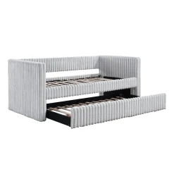 Walker Edison | Upholstered Corduroy Daybed with Trundle