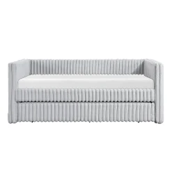 Walker Edison | Upholstered Corduroy Daybed with Trundle