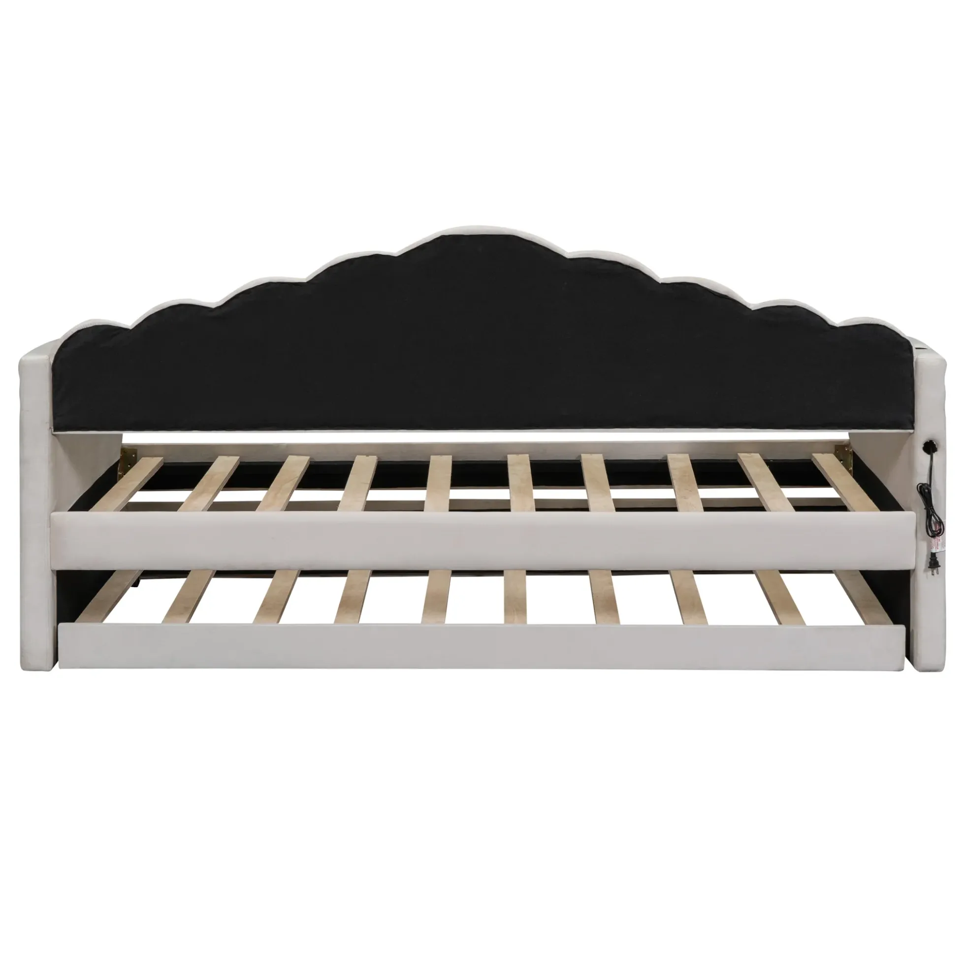 Walker Edison | Velvet Twin Size Sofa Bed with Trundle and USB Charging Ports