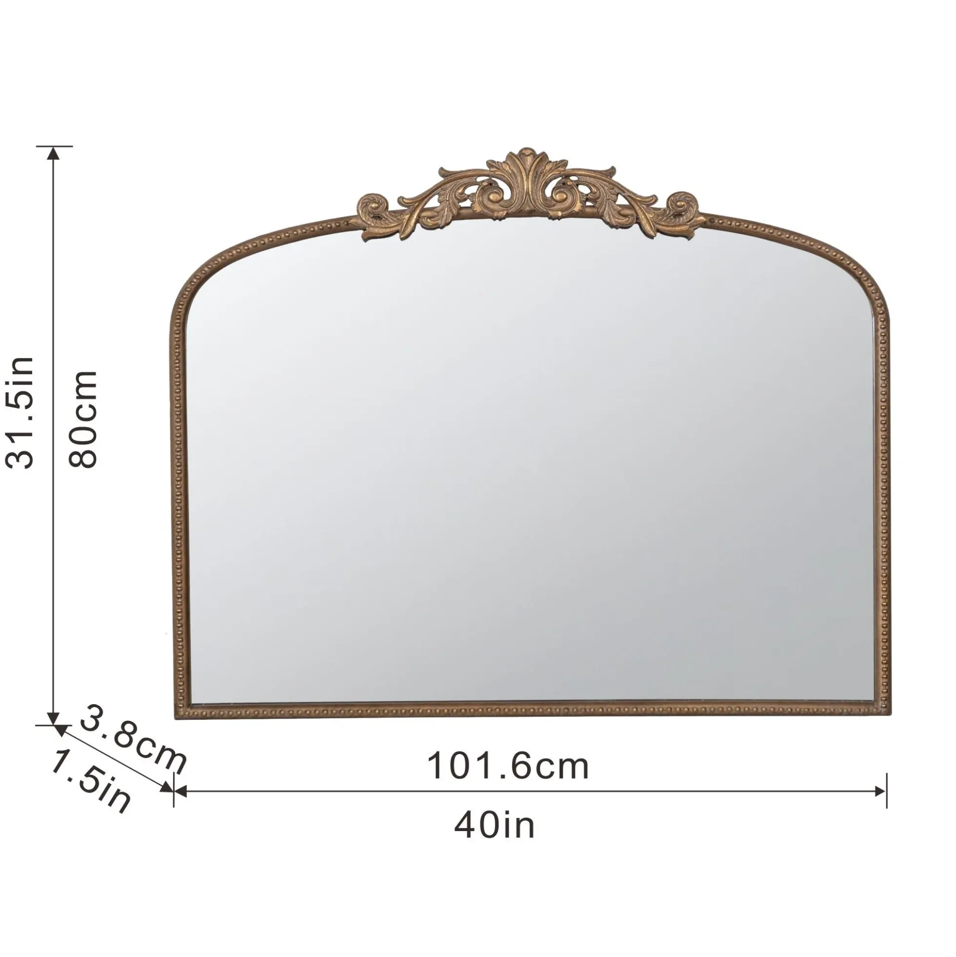 Walker Edison | Vintage Fleur Design Gold Arch Mirror