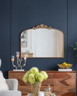 Walker Edison | Vintage Fleur Design Gold Arch Mirror