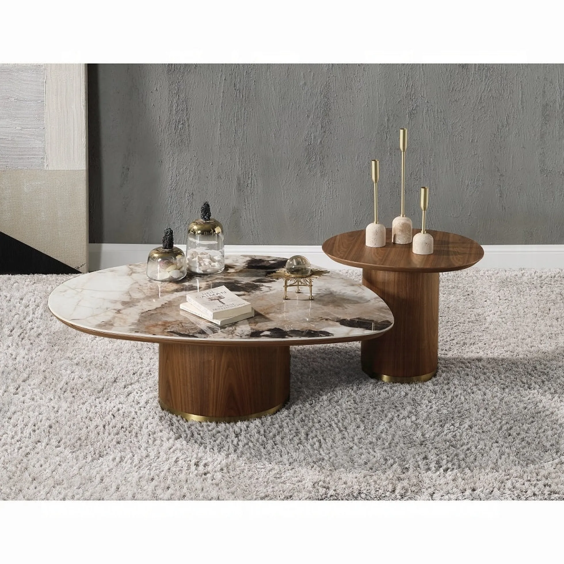 Walker Edison | Walnut End Table with Pedestal