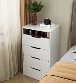 Walker Edison | White 3 in 1 Vanity Desk Set with Flip Top Mirror & Storage