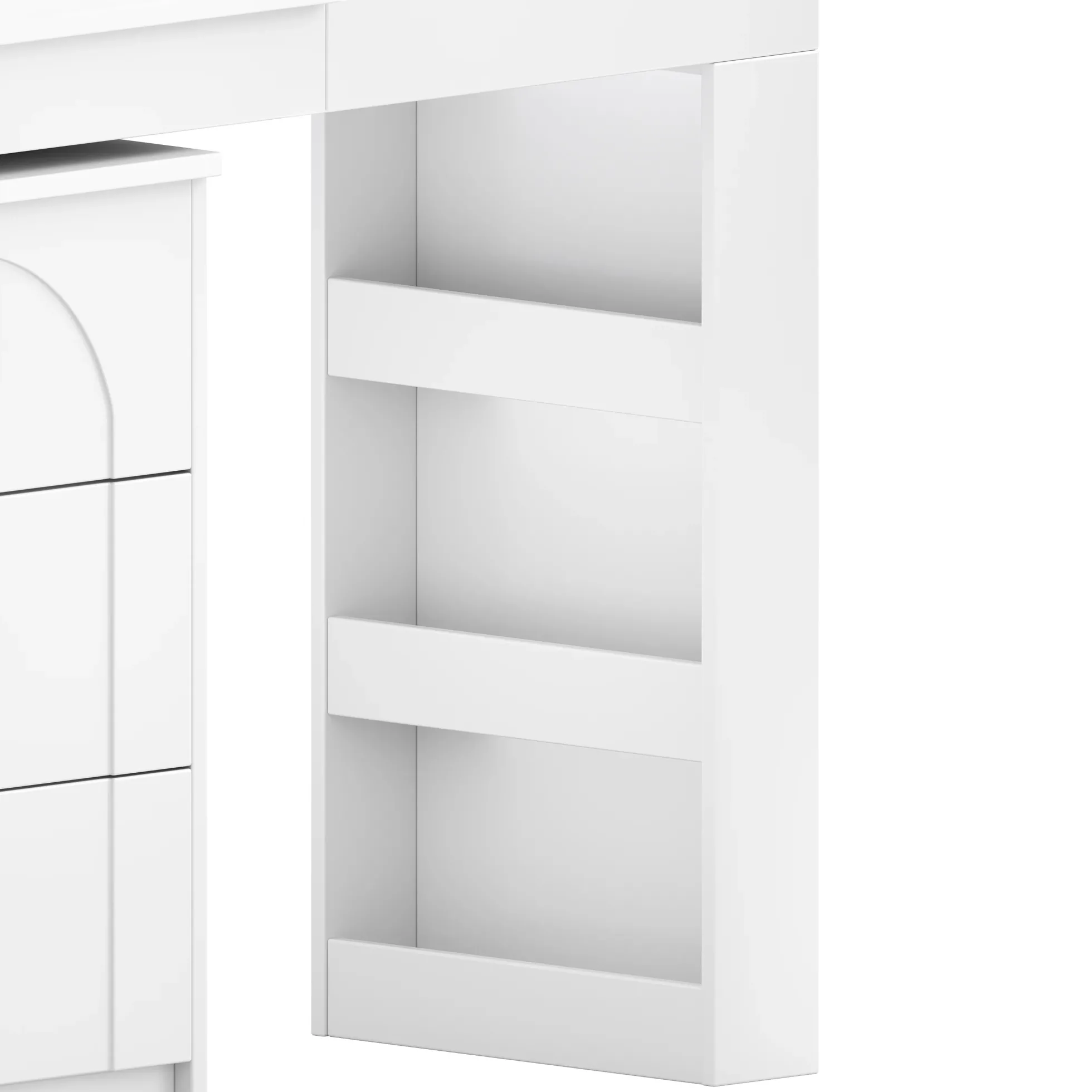 Walker Edison | White Multi-Functional Vanity Desk Dresser Set with Flip Mirror and Lights