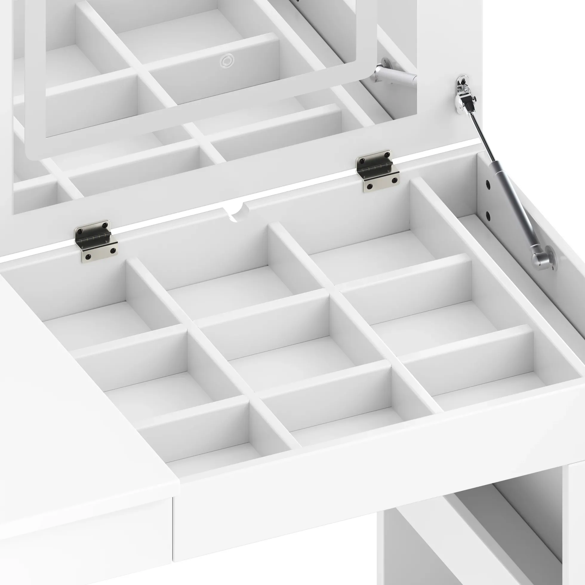 Walker Edison | White Multi-Functional Vanity Desk Dresser Set with Flip Mirror and Lights