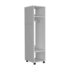 Walker Edison | White Tall Wardrobe Armoire with Mirror