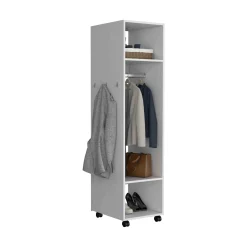Walker Edison | White Tall Wardrobe Armoire with Mirror