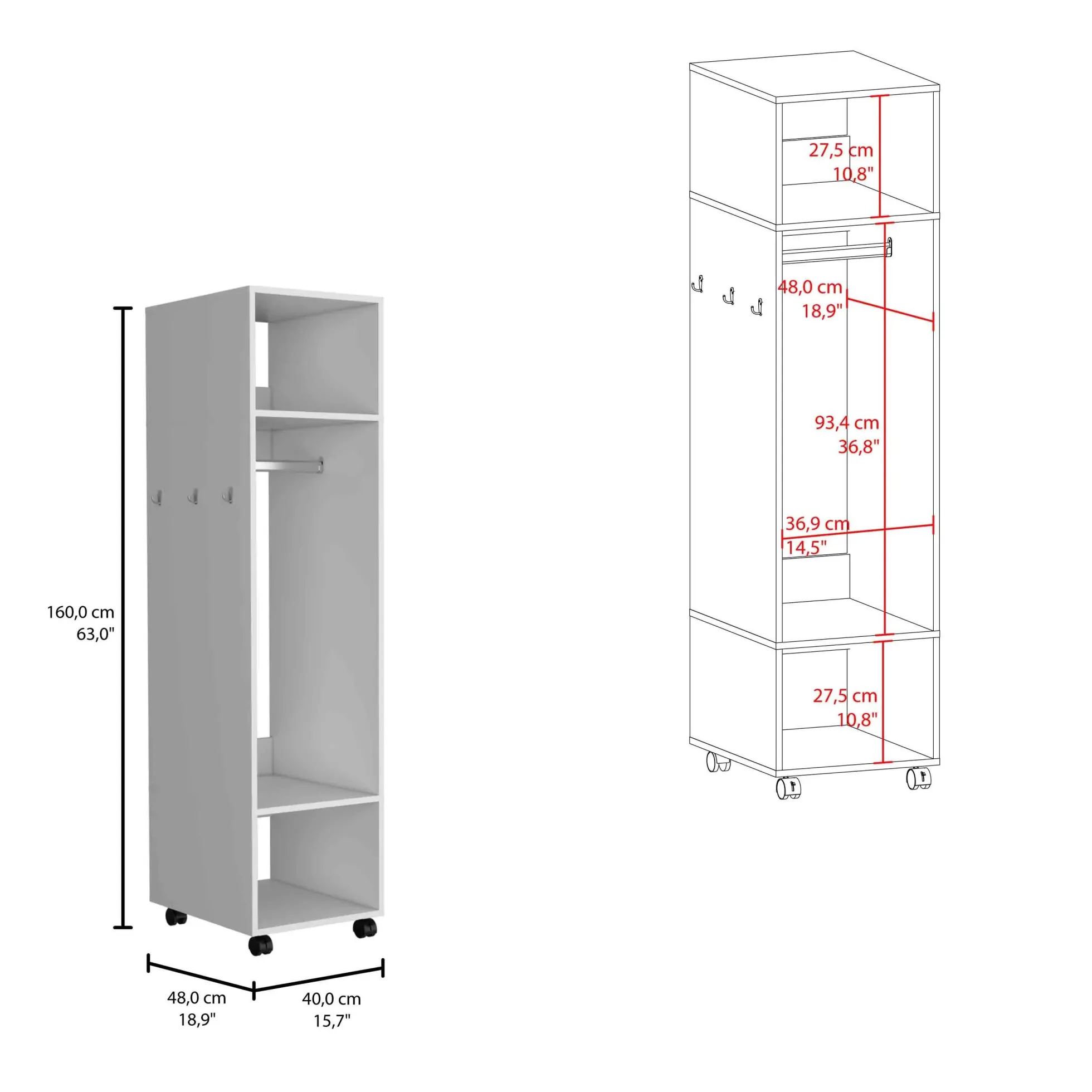 Walker Edison | White Tall Wardrobe Armoire with Mirror