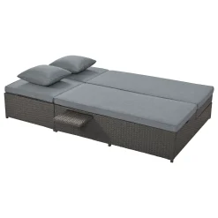 Walker Edison | Wicker Outdoor Double Sunbed Set