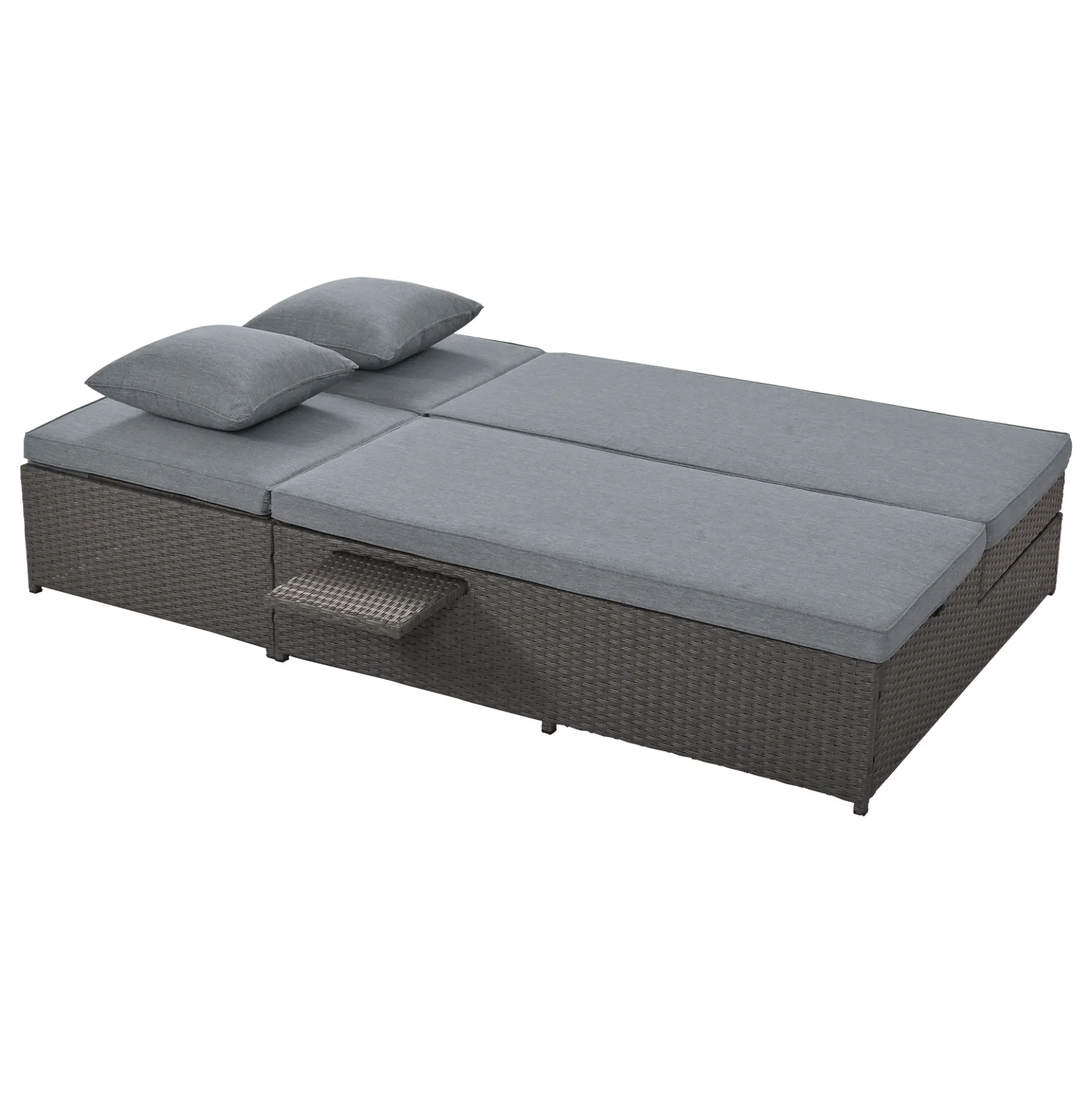 Walker Edison | Wicker Outdoor Double Sunbed Set