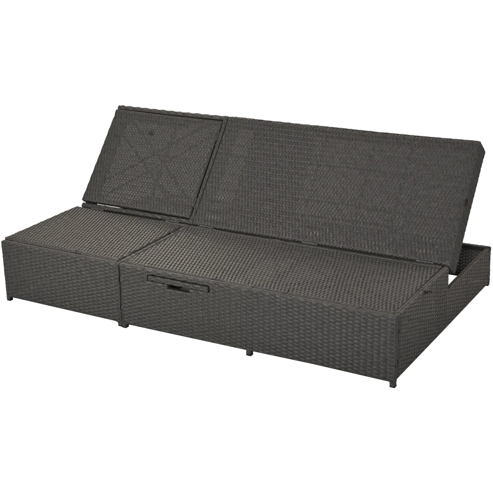 Walker Edison | Wicker Outdoor Double Sunbed Set