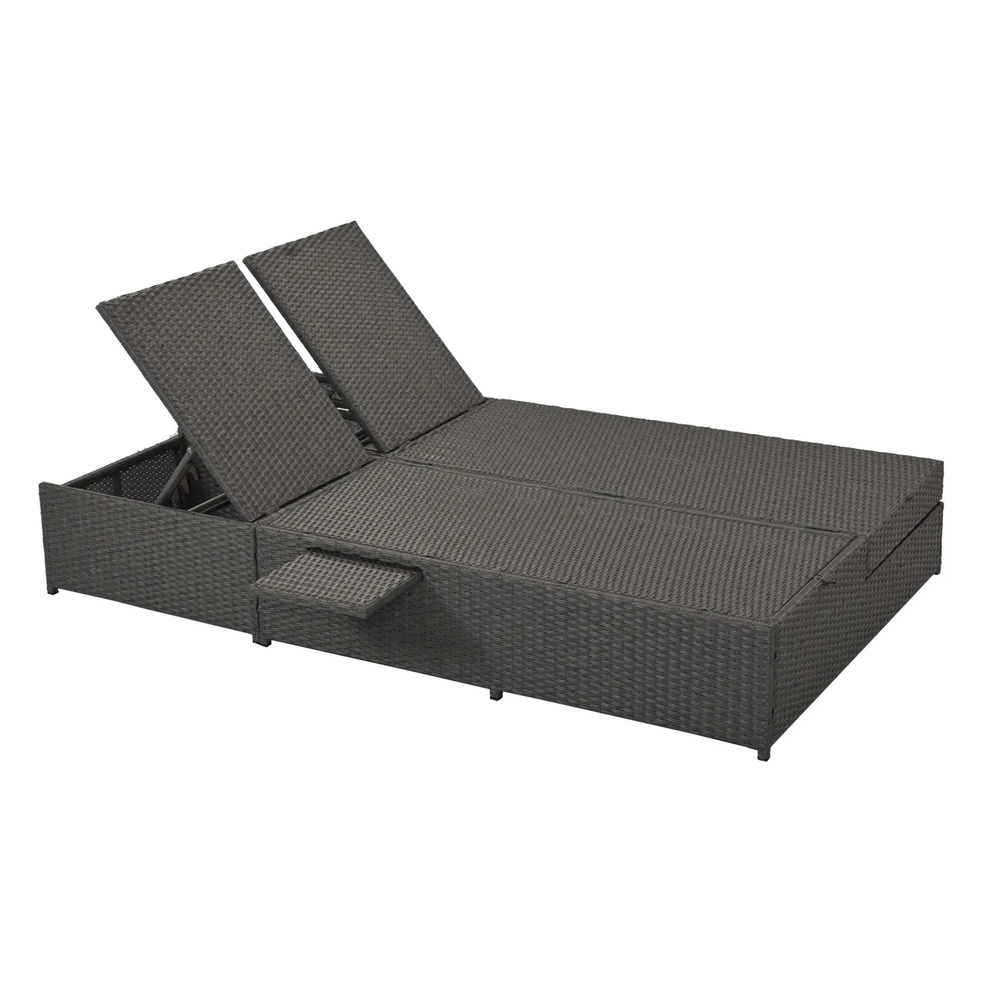 Walker Edison | Wicker Outdoor Double Sunbed Set