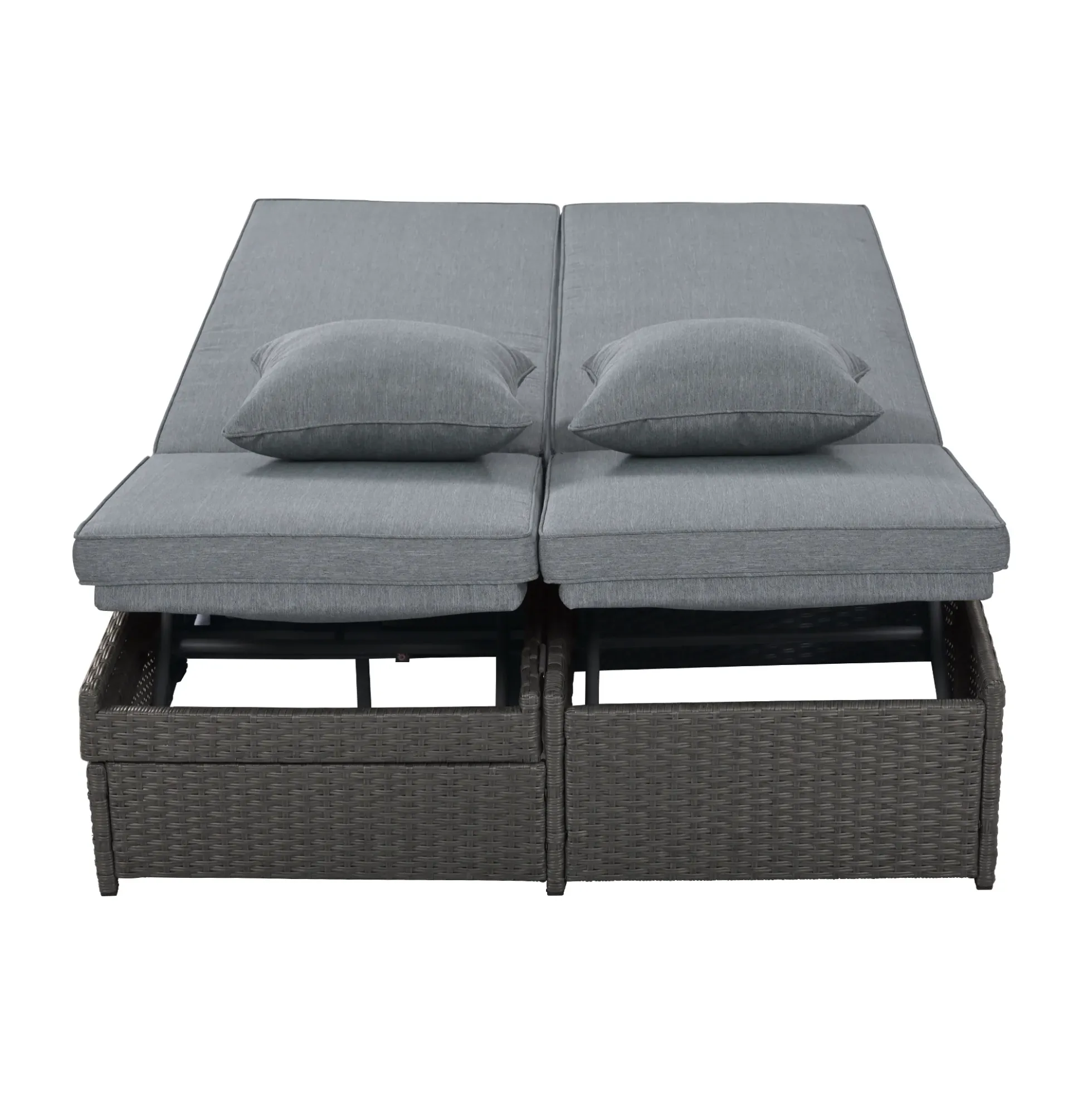 Walker Edison | Wicker Outdoor Double Sunbed Set