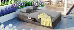 Walker Edison | Wicker Outdoor Double Sunbed Set