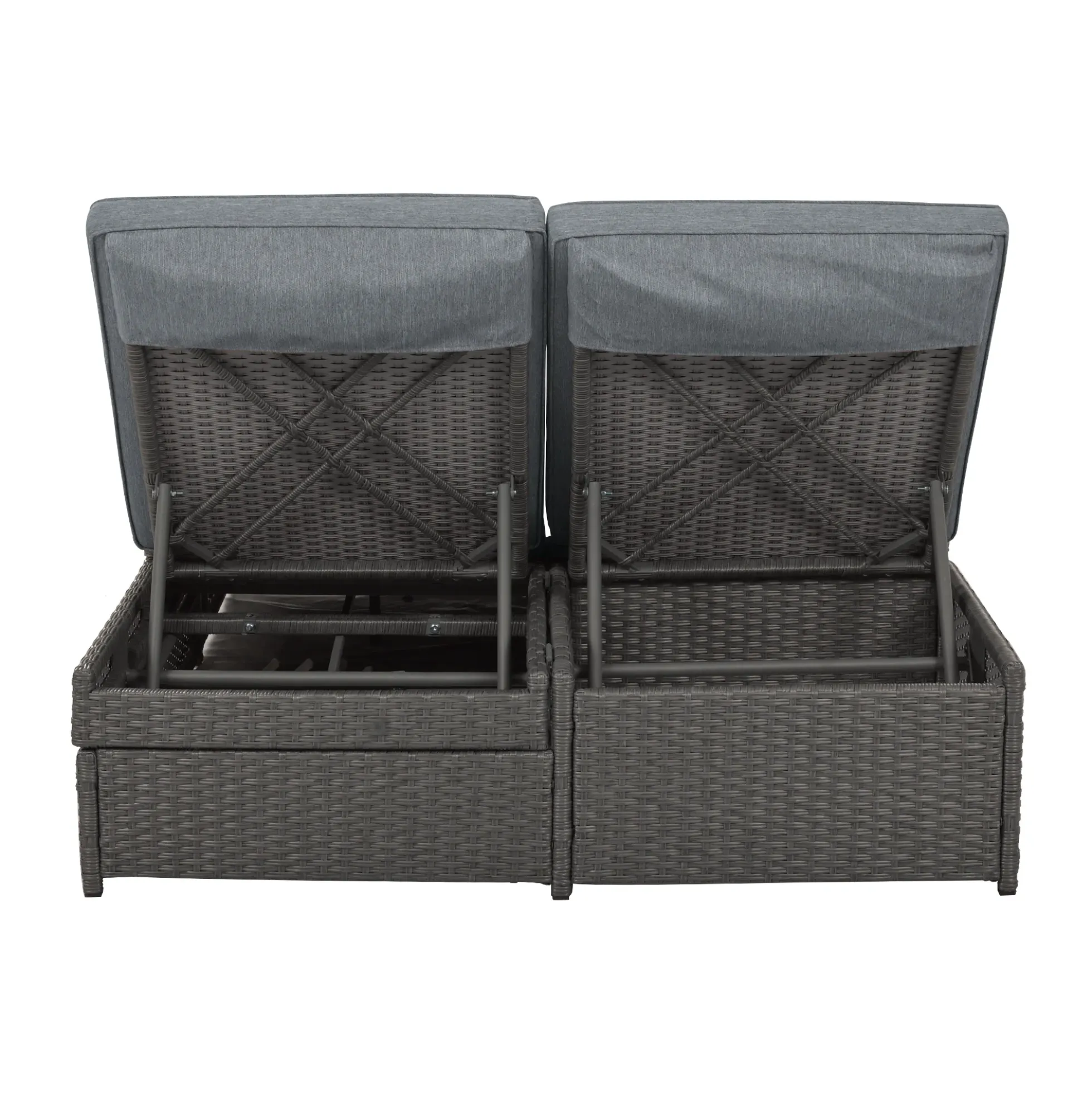 Walker Edison | Wicker Outdoor Double Sunbed Set