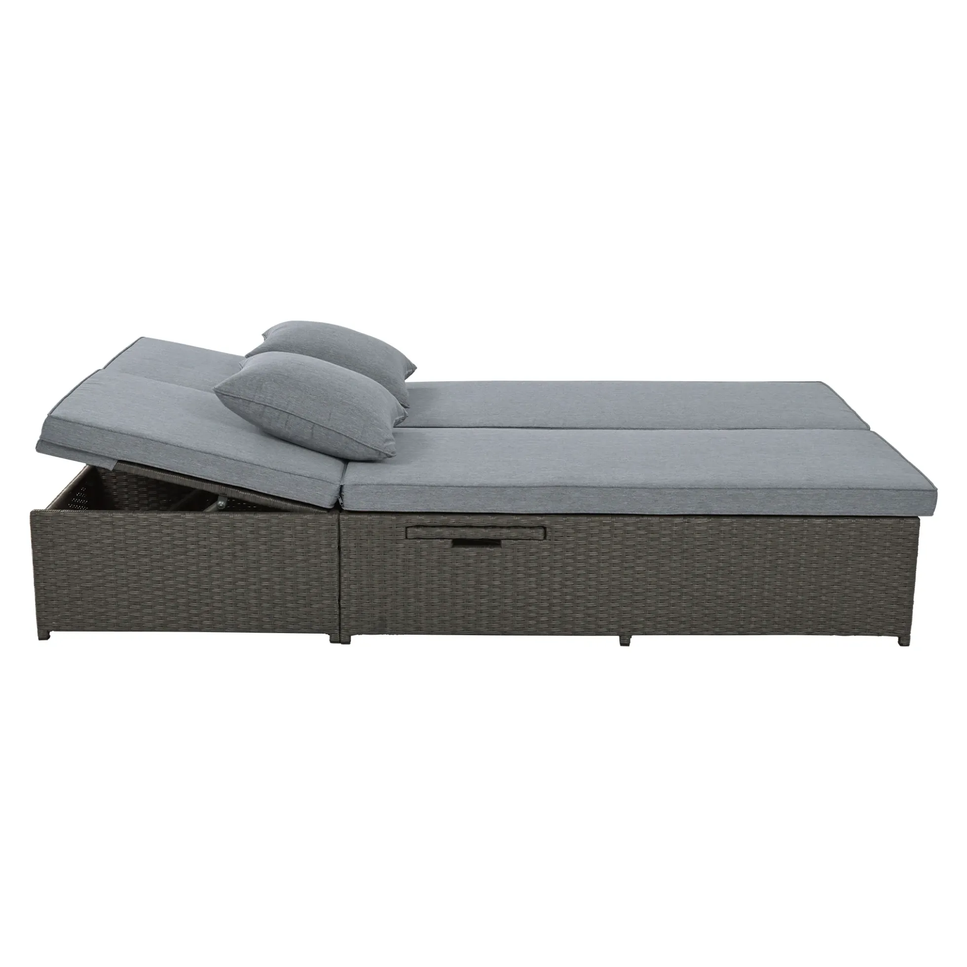 Walker Edison | Wicker Outdoor Double Sunbed Set