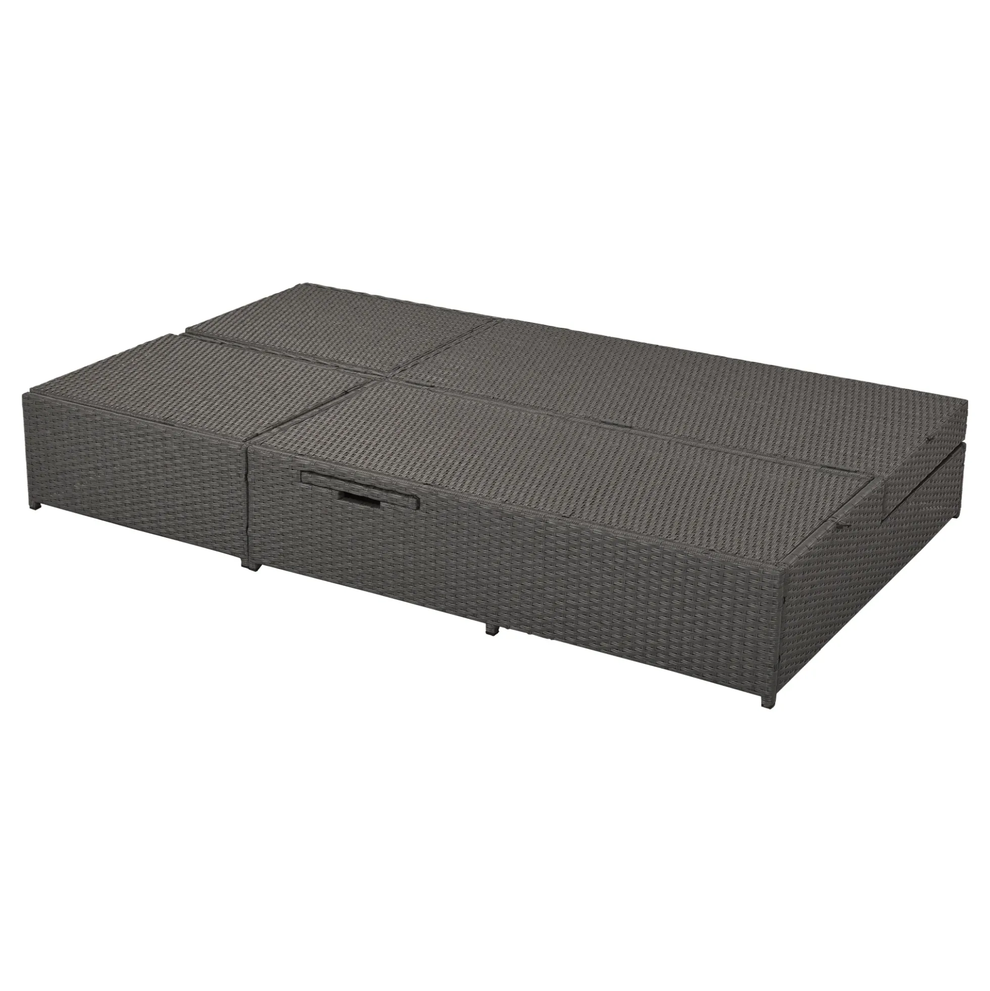 Walker Edison | Wicker Outdoor Double Sunbed Set