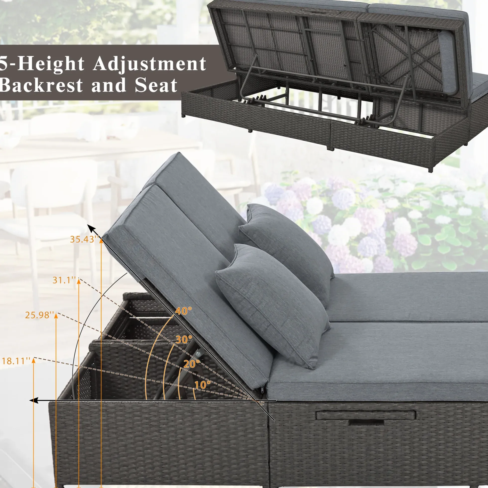 Walker Edison | Wicker Outdoor Double Sunbed Set
