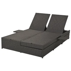 Walker Edison | Wicker Outdoor Double Sunbed Set
