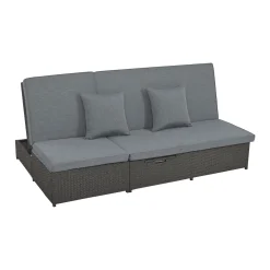 Walker Edison | Wicker Outdoor Double Sunbed Set