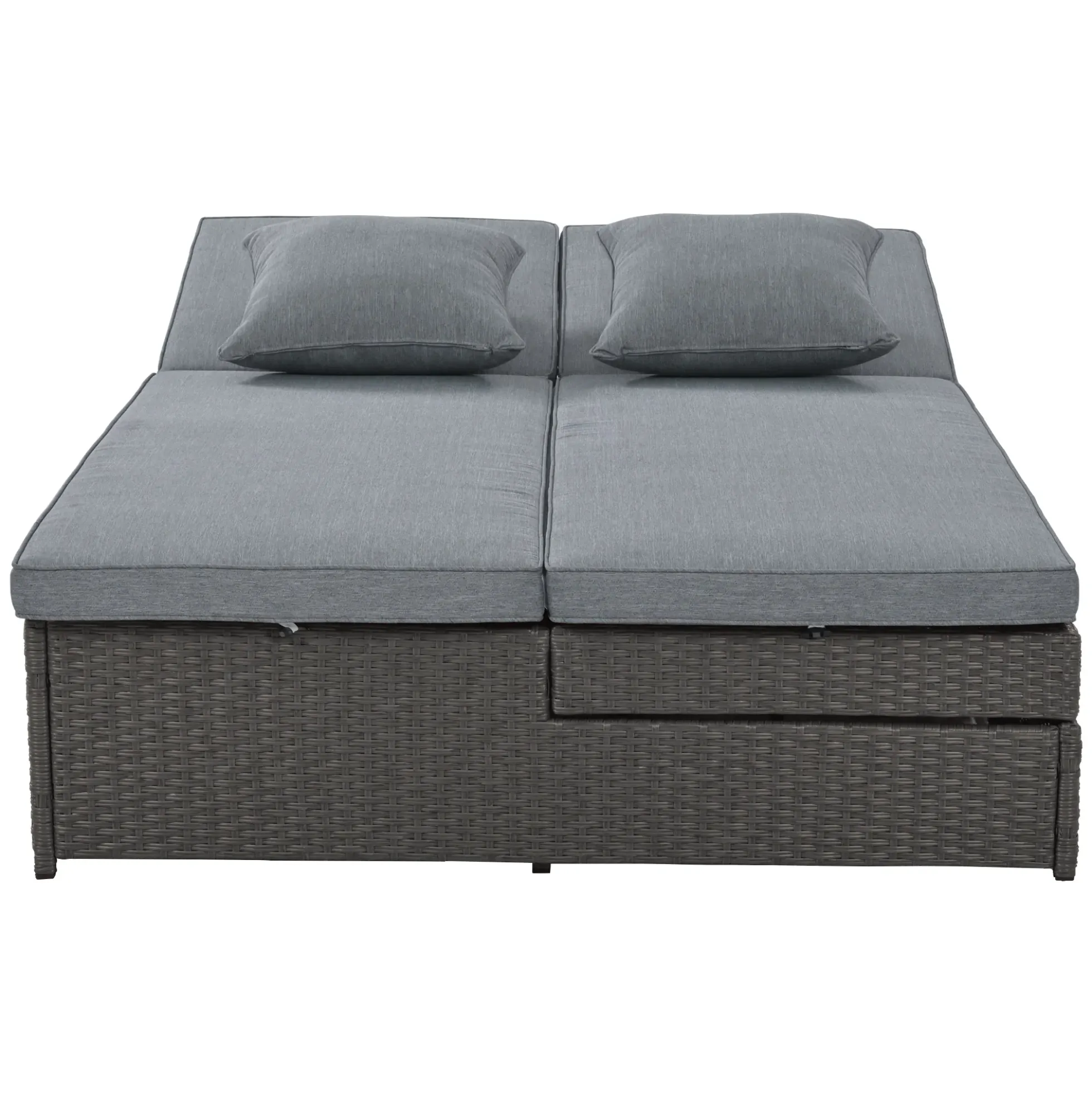 Walker Edison | Wicker Outdoor Double Sunbed Set