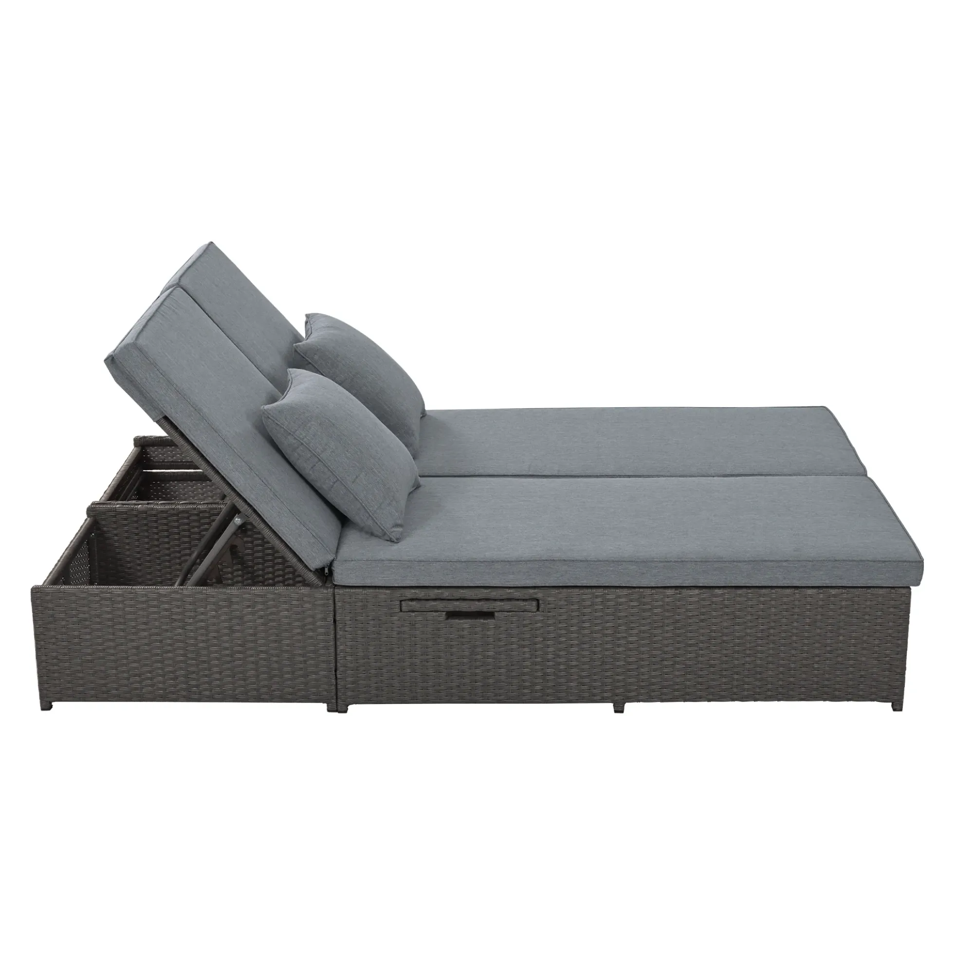 Walker Edison | Wicker Outdoor Double Sunbed Set