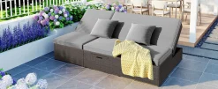 Walker Edison | Wicker Outdoor Double Sunbed Set
