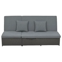 Walker Edison | Wicker Outdoor Double Sunbed Set