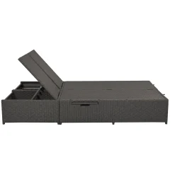 Walker Edison | Wicker Outdoor Double Sunbed Set