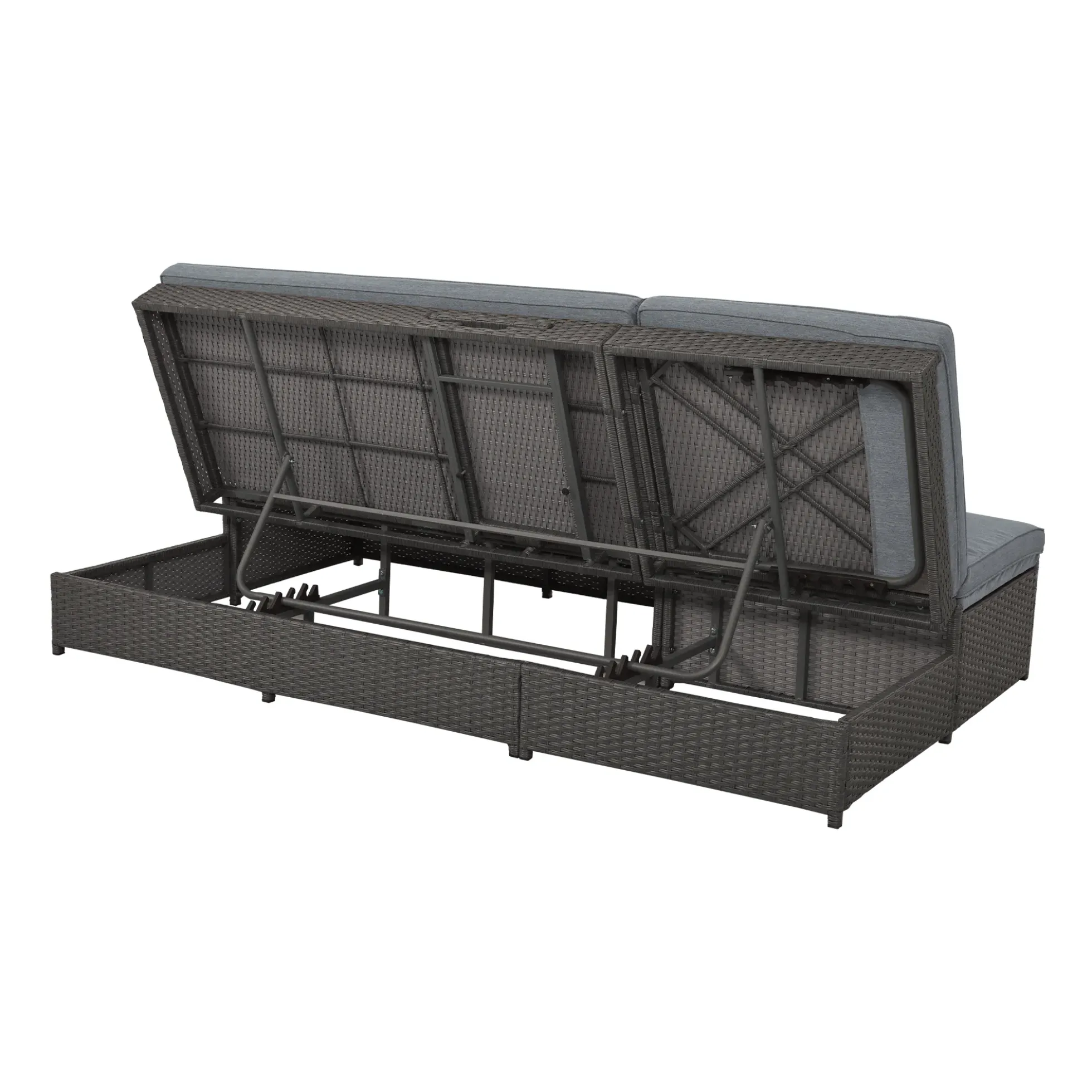 Walker Edison | Wicker Outdoor Double Sunbed Set
