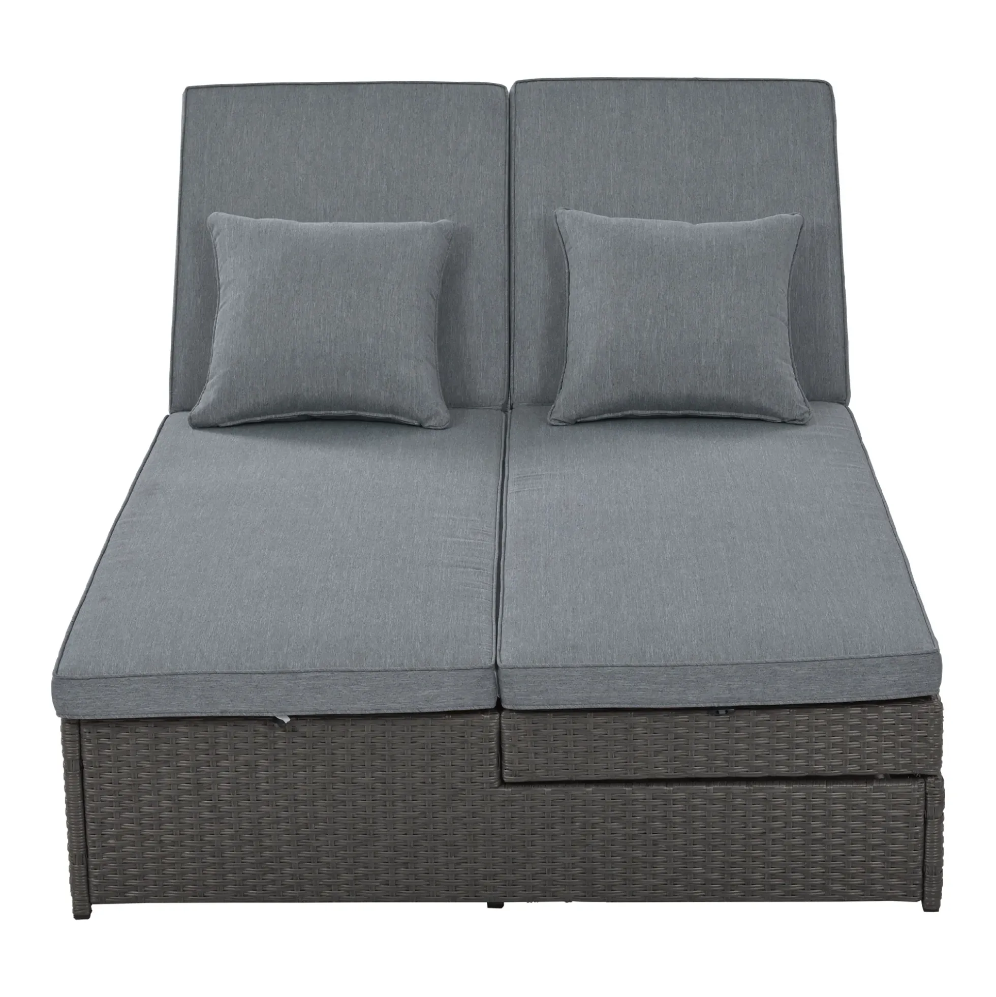 Walker Edison | Wicker Outdoor Double Sunbed Set