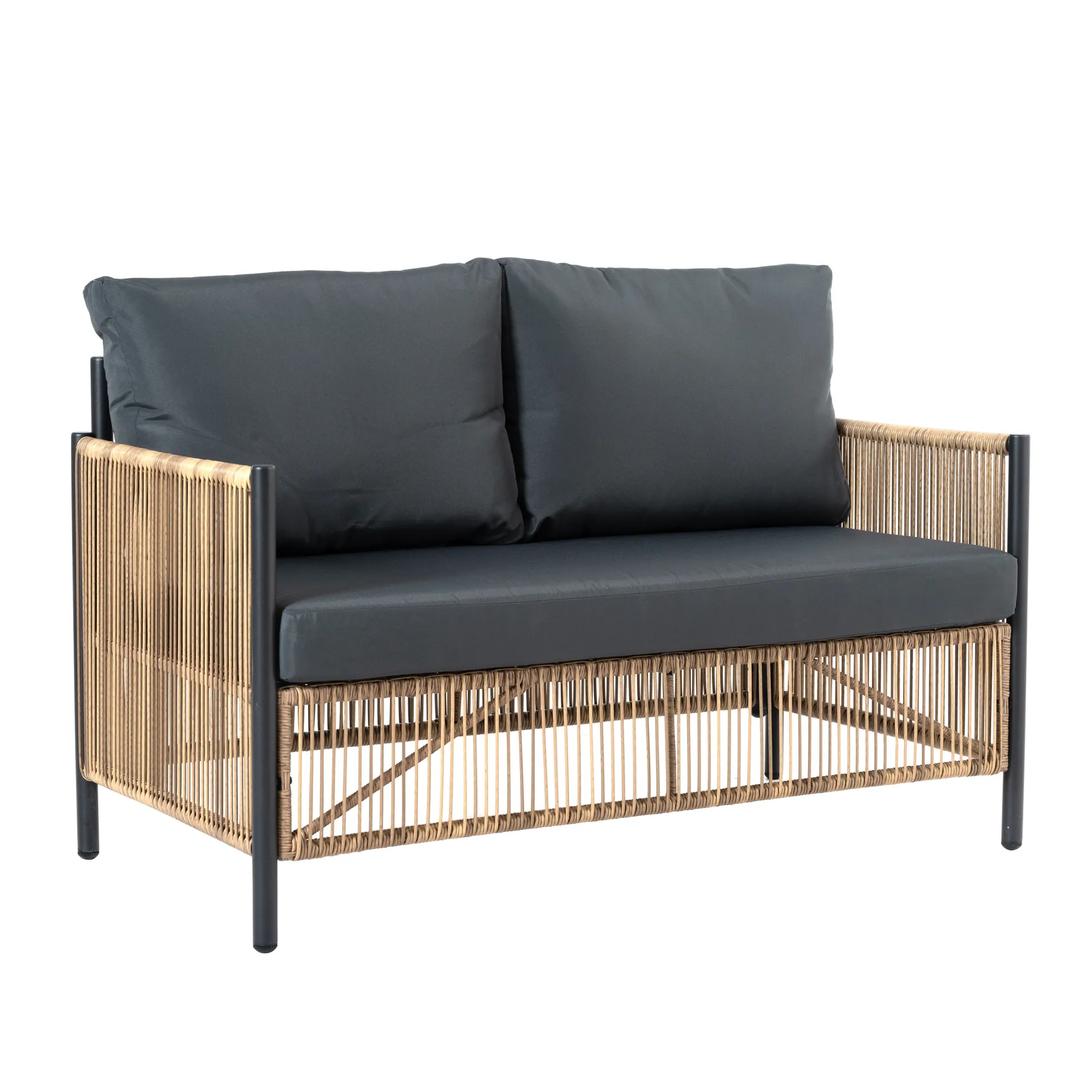 Walker Edison | Wicker Outdoor Loveseat Sofa Table Set