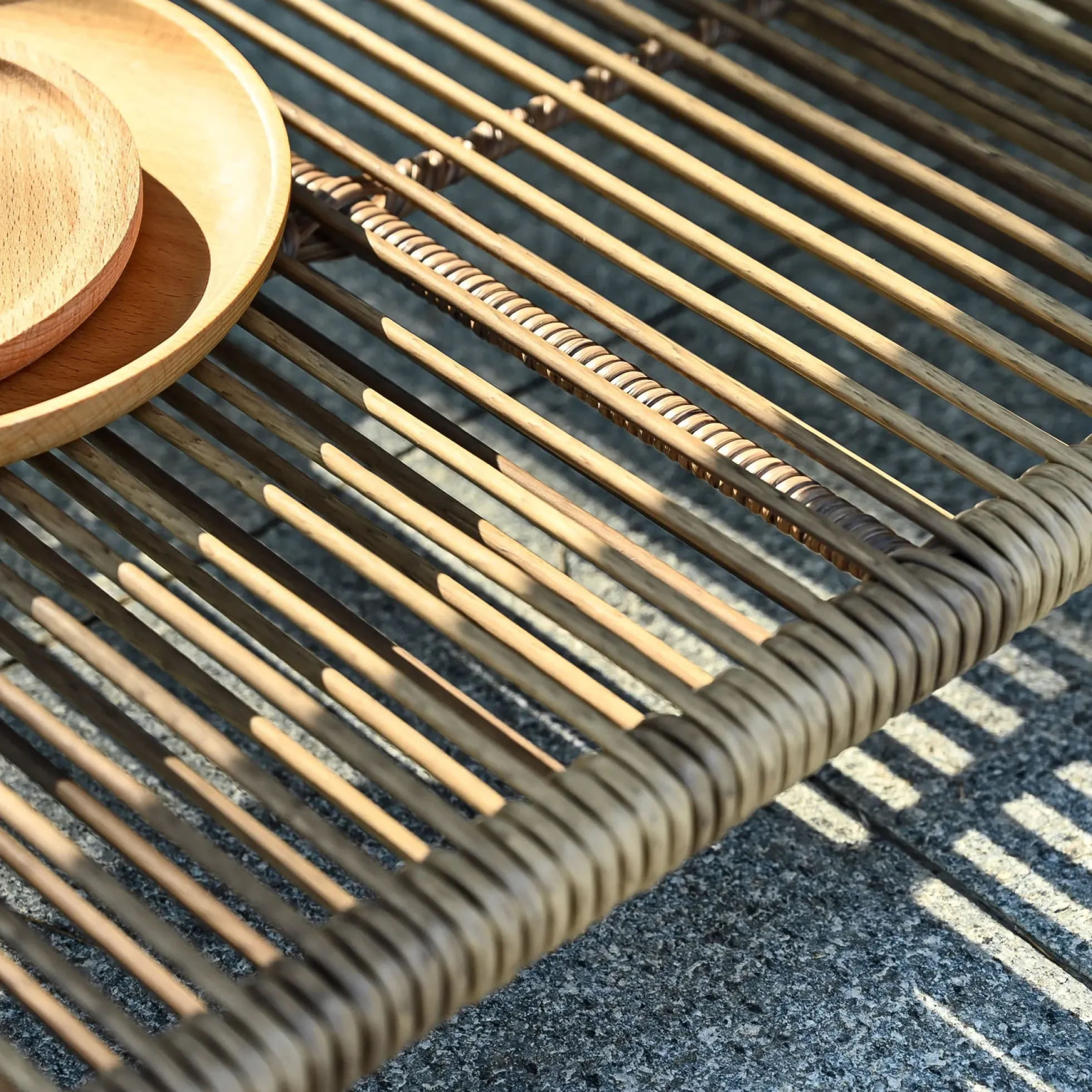 Walker Edison | Wicker Outdoor Loveseat Sofa Table Set