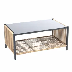 Walker Edison | Wicker Outdoor Loveseat Sofa Table Set