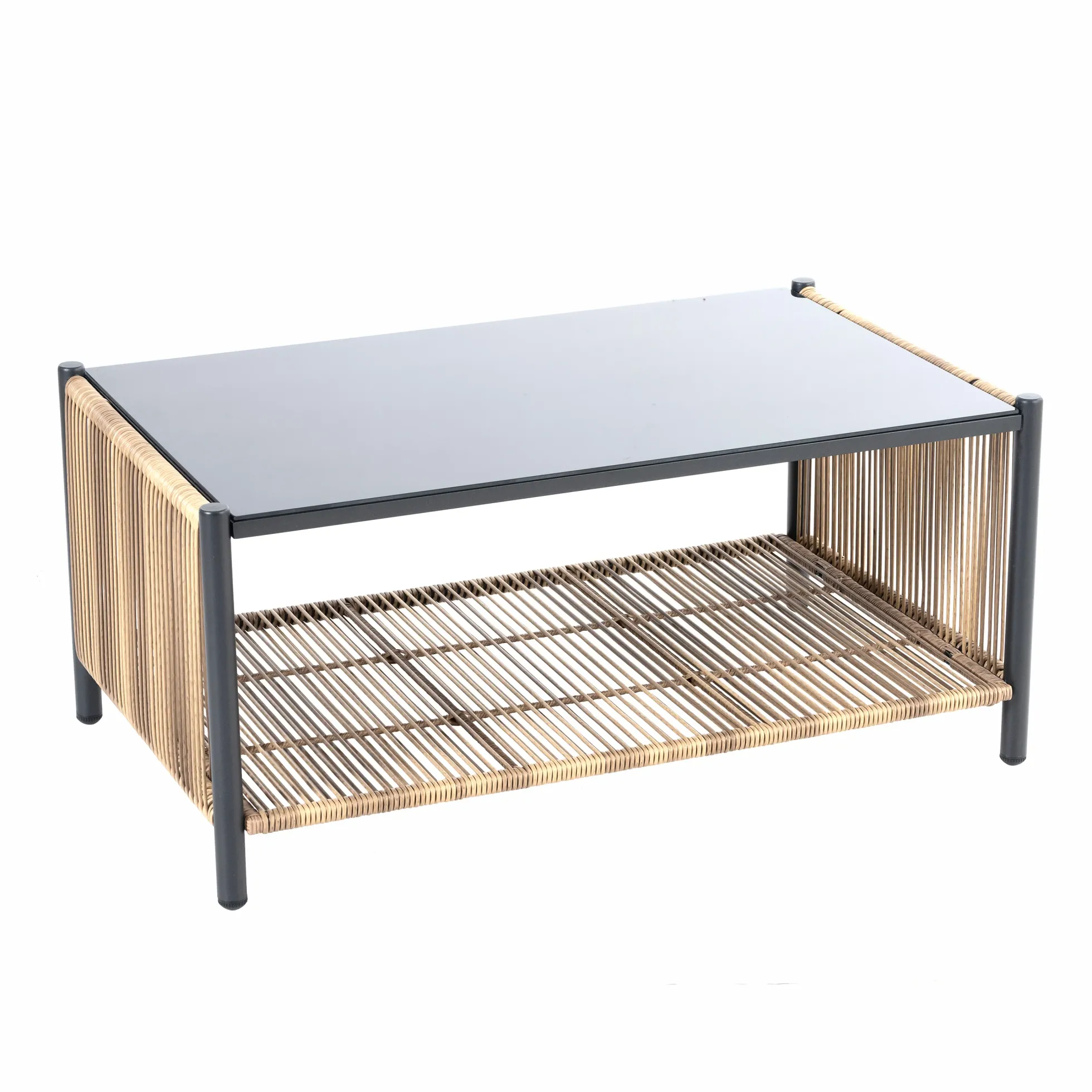 Walker Edison | Wicker Outdoor Loveseat Sofa Table Set
